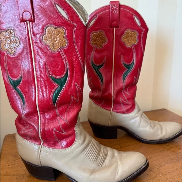 Ralph Lauren Selene Lucchese Red Western Boots 8C - Picture 15 of 15